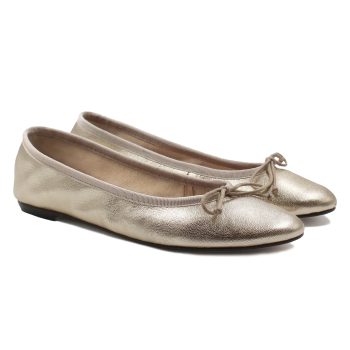 ballerines classiques cuir metallise dore jules & jenn