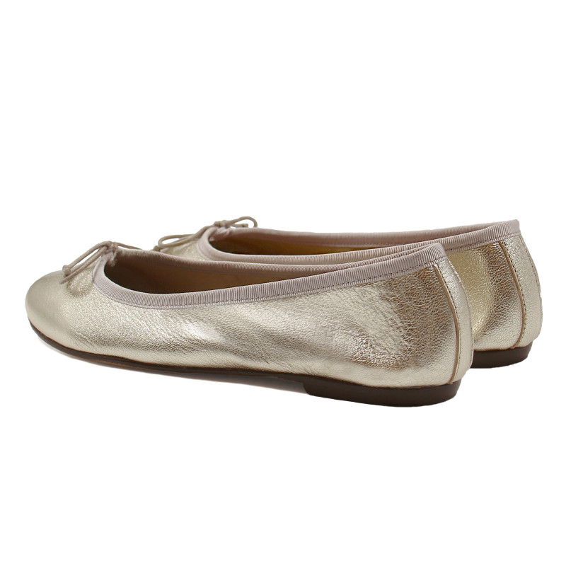vue arriere ballerines classiques cuir metallise dore jules & jenn