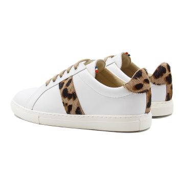 vue arriere baskets made in france cuir blanc cuir imprime leopard jules & jenn
