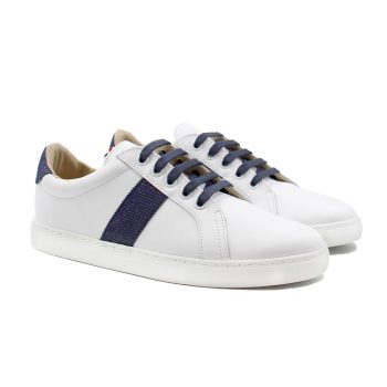 baskets made in france cuir blanc cuir toile denim jules & jenn