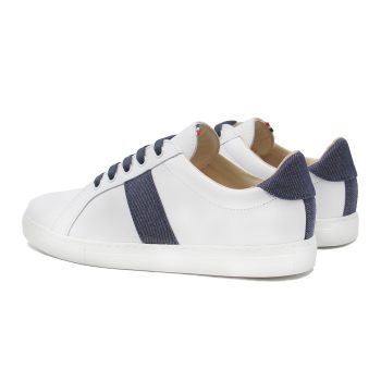 vue arriere baskets made in france cuir blanc cuir toile denim jules & jenn