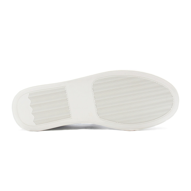 vue dessous baskets made in france cuir blanc cuir toile denim jules & jenn