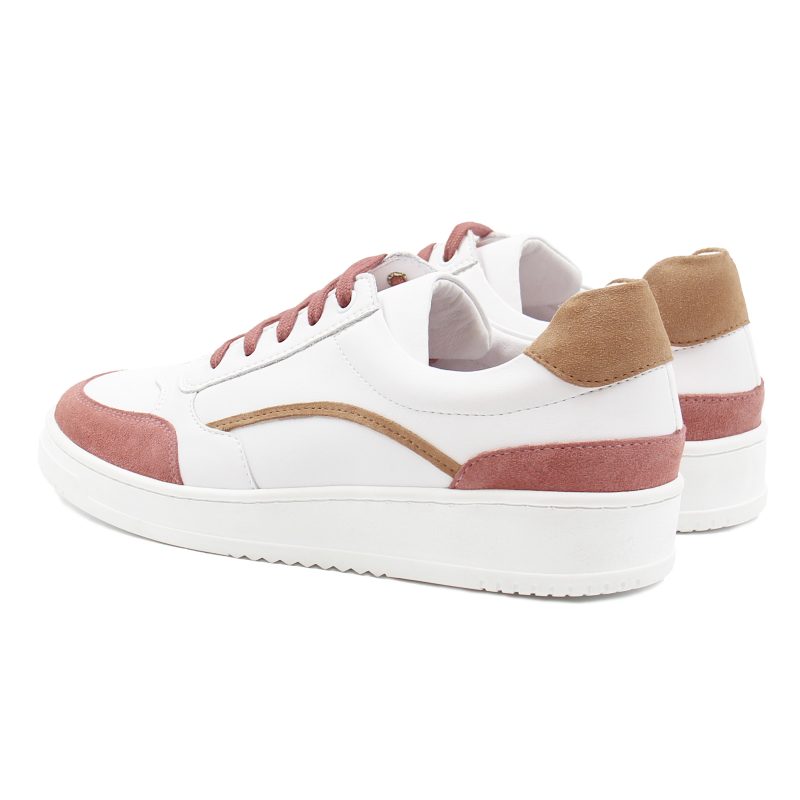vue arrière baskets vintage cuir blanc cuir daim beige jules & jenn