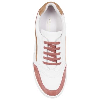 vue dessus baskets vintage cuir blanc cuir daim beige jules & jenn