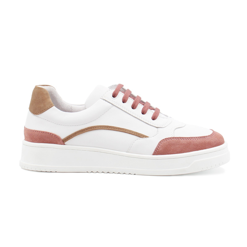 vue exterieur baskets vintage cuir blanc cuir daim beige jules & jenn
