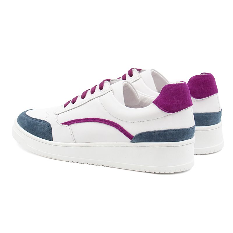vue avant baskets vintage cuir blanc cuir daim mauve jules & jenn