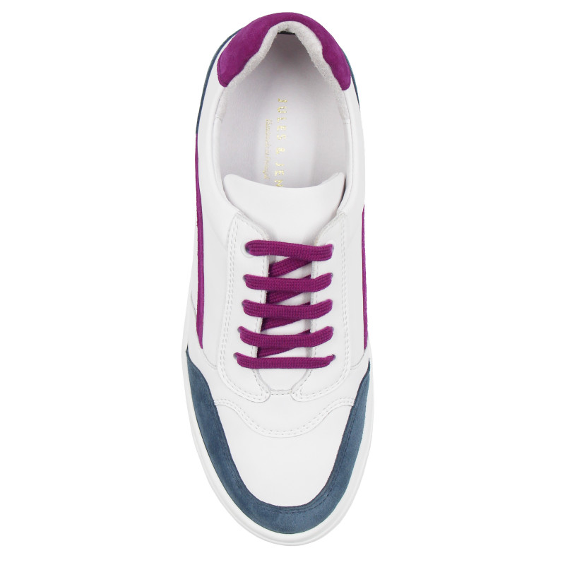 vue dessus baskets vintage cuir blanc cuir daim mauve jules & jenn