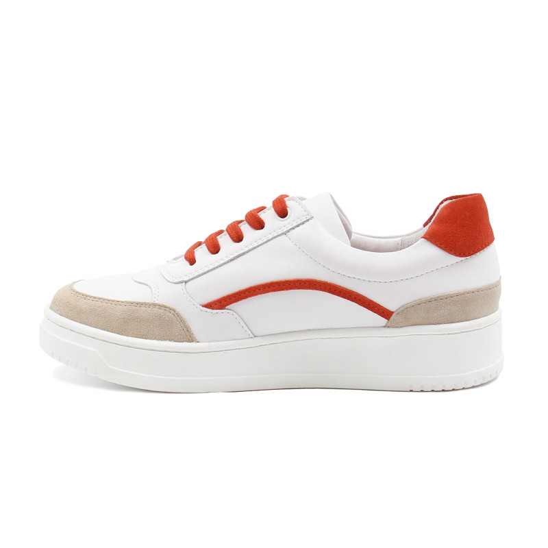vue interieur baskets vintage cuir blanc cuir daim orange jules & jenn
