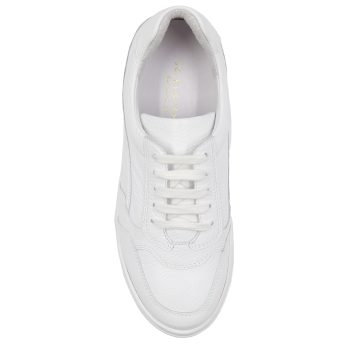 vue dessus baskets vintage cuir graine blanc jules & jenn