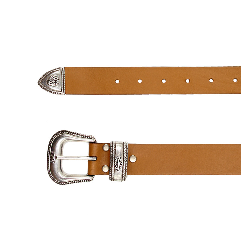 vue dessus ceinture far west cuir camel jules & jenn