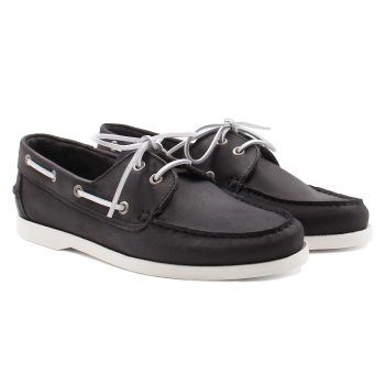 chaussures bateau cuir noir jules & jenn