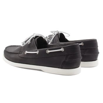vue arriere chaussures bateau cuir noir jules & jenn