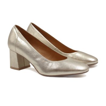 escarpins retro cuir metallise dore jules & jenn