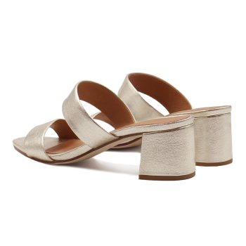 vue arriere mules talon bandeau cuir metallise dore jules & jenn