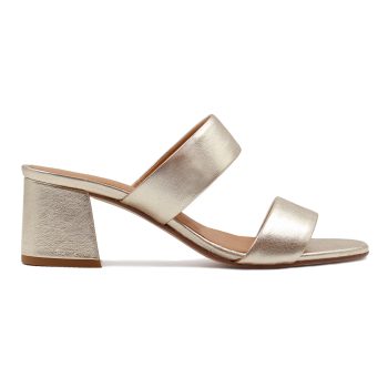 vue exterieur mules talon bandeau cuir metallise dore jules & jenn