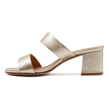 vue interieur mules talon bandeau cuir metallise dore jules & jenn