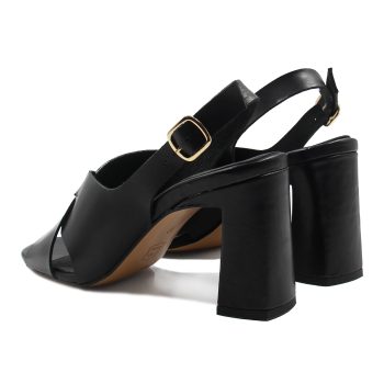 vue arriere sandales graphiques cuir tannage vegetal noir jules & jenn