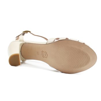 vue dessous sandales talon brides cuir creme jules & jenn