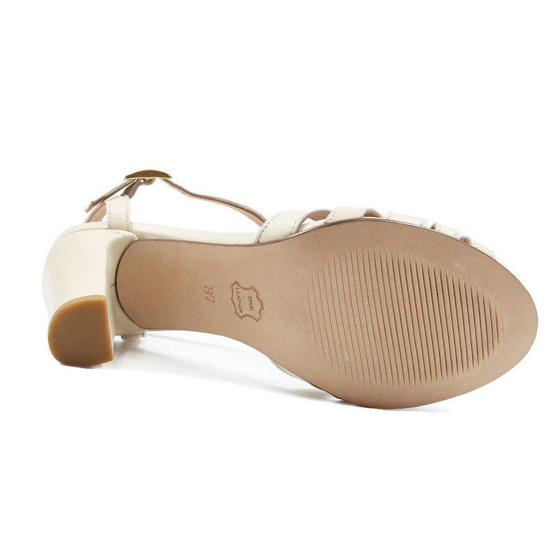 vue dessous sandales talon brides cuir creme jules & jenn