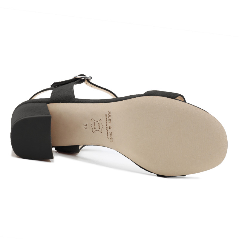 vue dessous sandales talon cuir daim noir jules & jenn