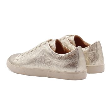 vue arriere tennis lacet cuir graine metallise dore jules & jenn