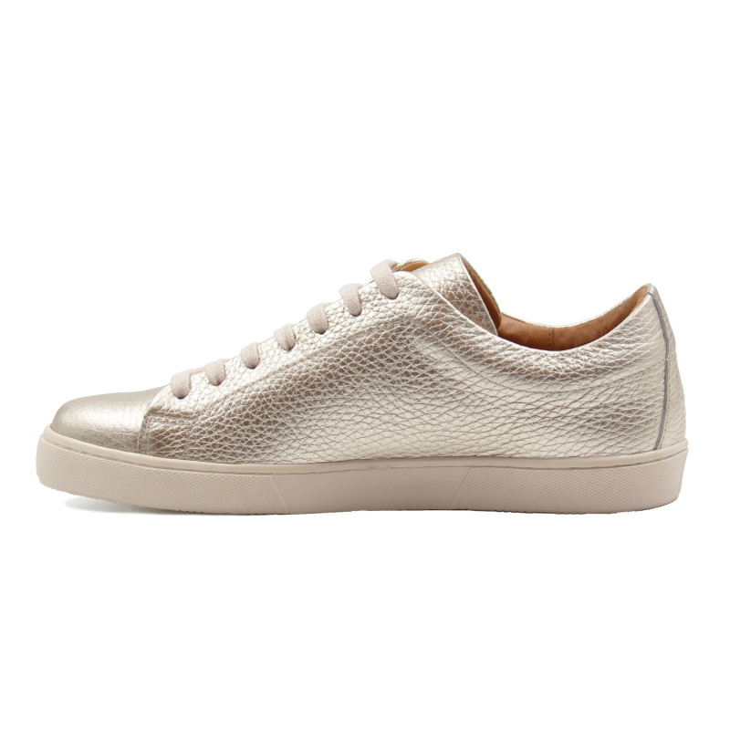 vue interieur tennis lacet cuir graine metallise dore jules & jenn