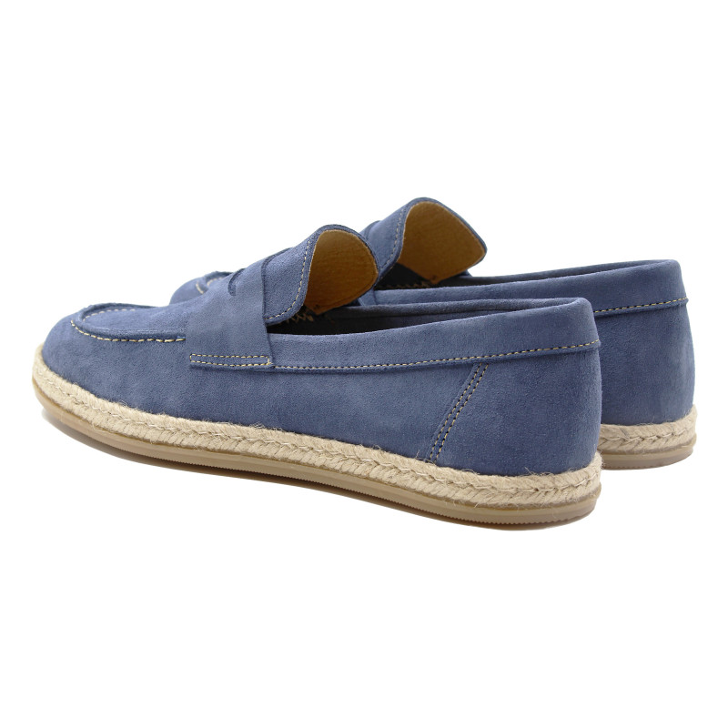 vue arriere mocassins espadrille cuir daim bleu jules & jenn