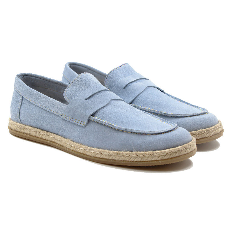 mocassins espadrille cuir daim bleu clair jules & jenn