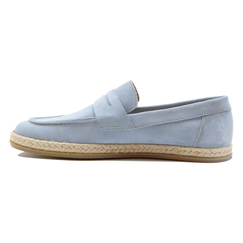 vue interieure mocassins espadrille cuir daim bleu clair jules & jenn