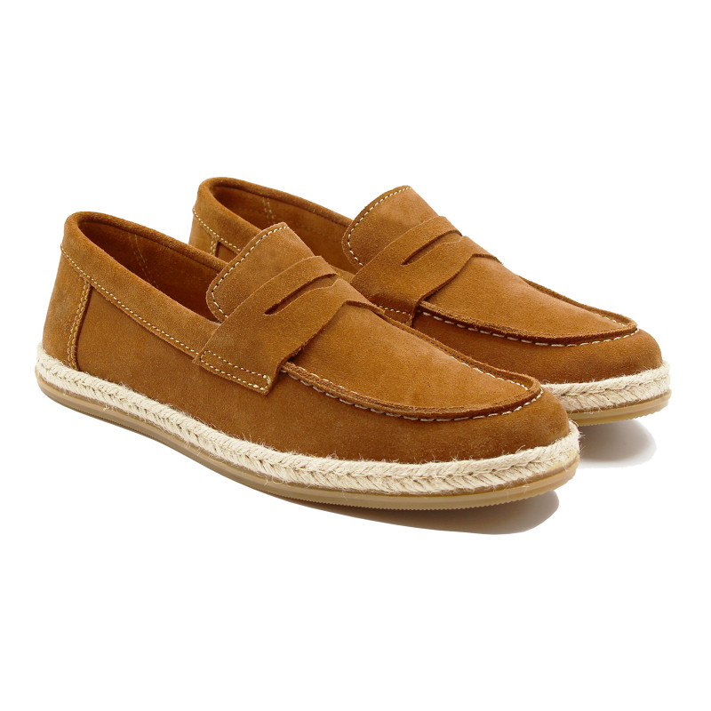 mocassins espadrille cuir daim cognac jules & jenn