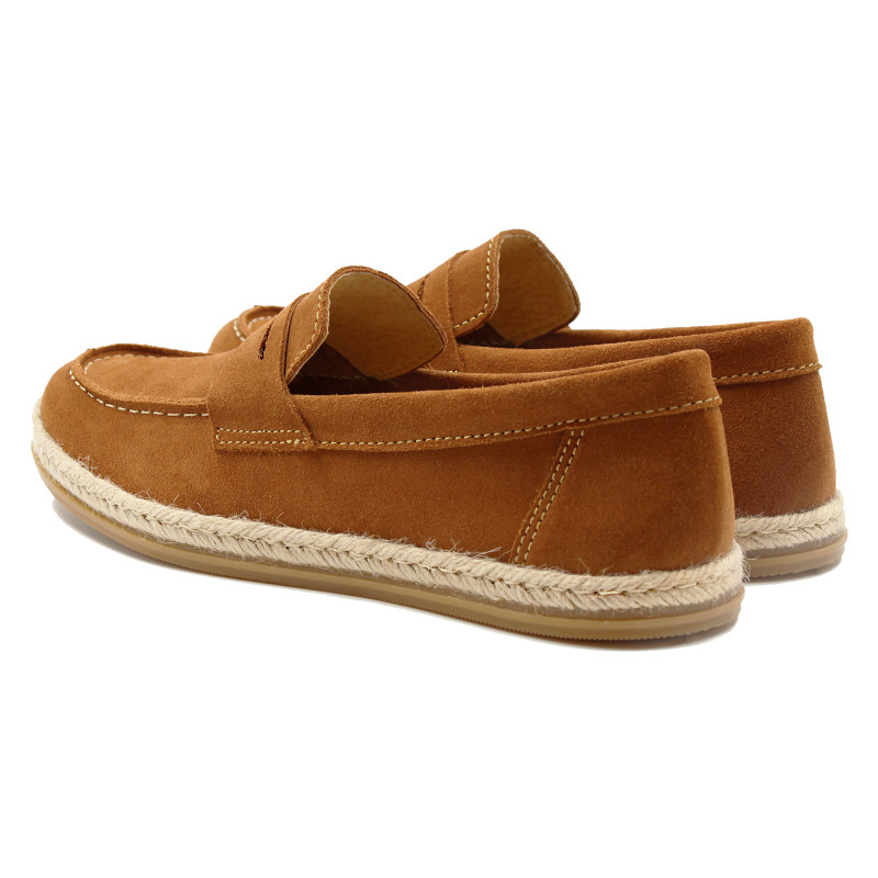 vue arriere mocassins espadrille cuir daim cognac jules & jenn