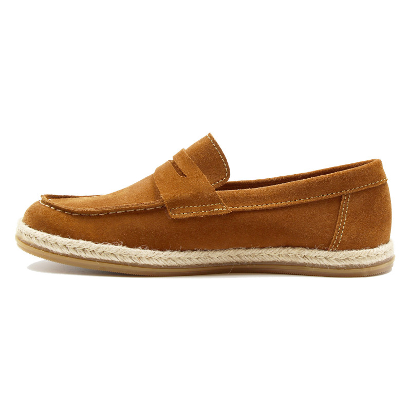 vue interieure mocassins espadrille cuir daim cognac jules & jenn