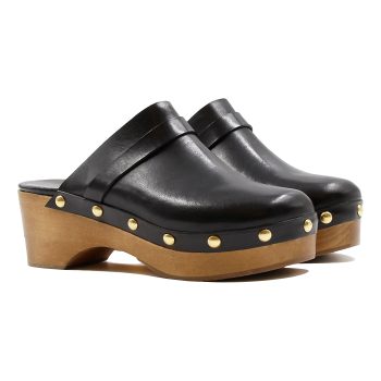 sabots bois clous cuir tannage vegetal noir jules & jenn