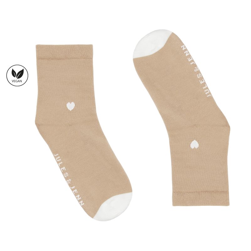 vue cote chaussettes cœur beige blanc jules & jenn