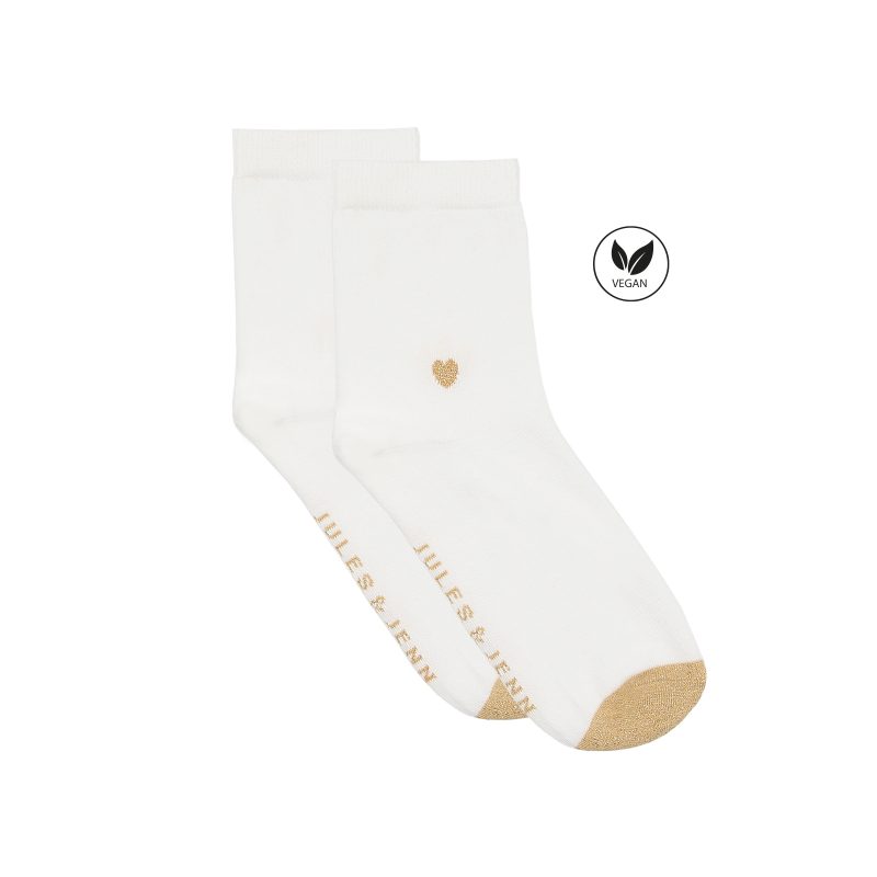 chaussettes cœur blanc dore jules & jenn
