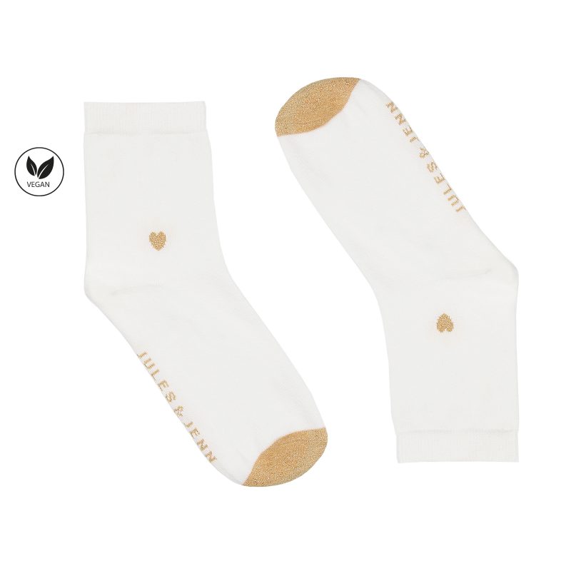vue cote chaussettes cœur blanc dore jules & jenn
