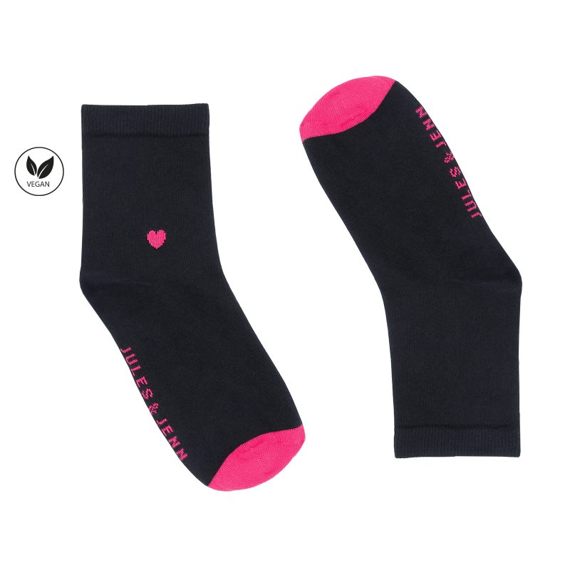 vue cote chaussettes cœur noir fushia jules & jenn