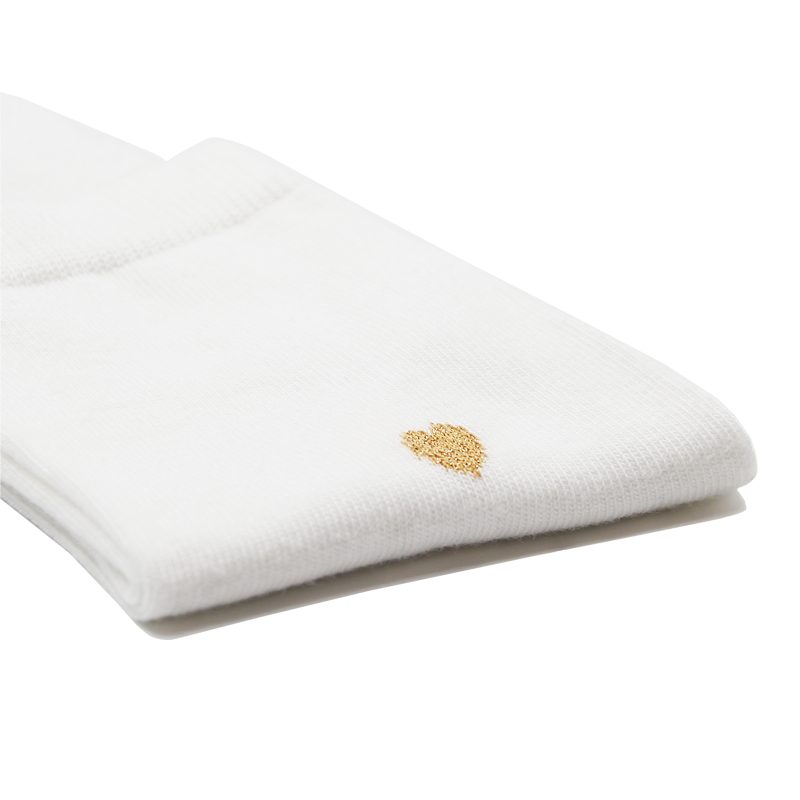 vue serree chaussettes cœur blanc & dore jules & jenn