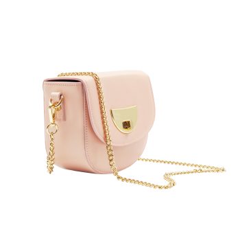 vue profil mini sac cuir rose poudre jules & jenn