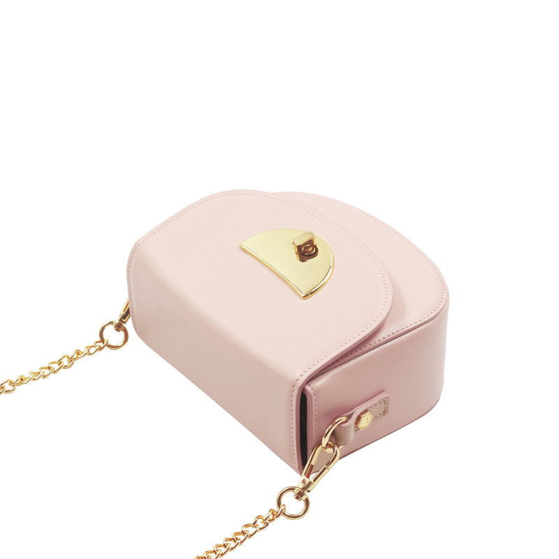 vue dessus mini sac cuir rose poudre jules & jenn
