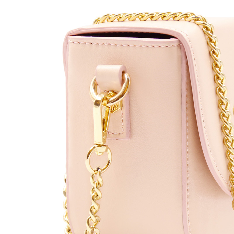 vue detail mini sac cuir rose poudre jules & jenn