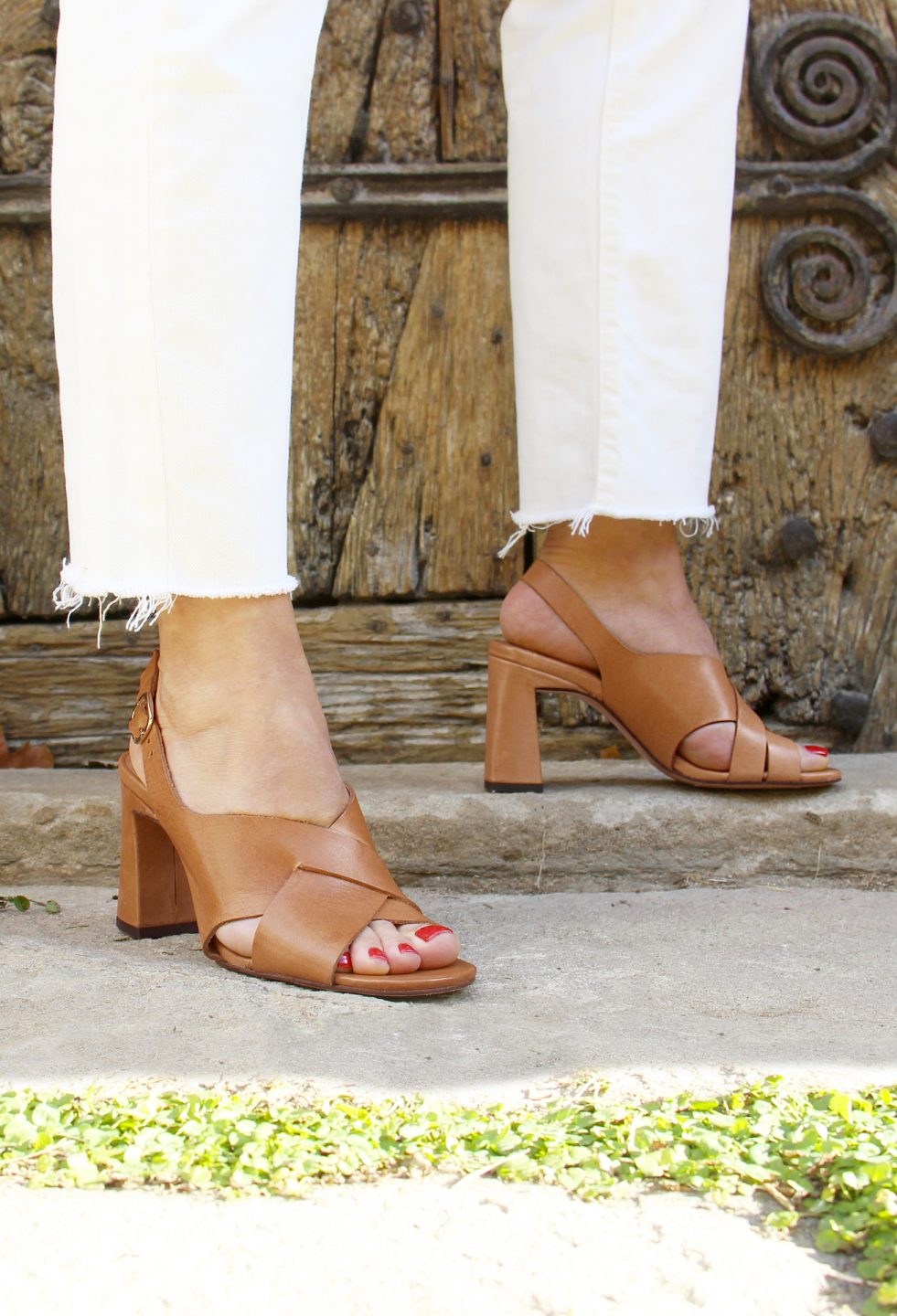 Sandales graphiques cuir camel jules & jenn