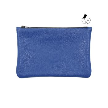 pochette cuir graine upcycle bleu moyen modele jules & jenn