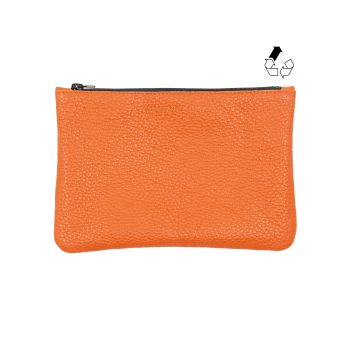 pochette cuir graine upcycle orange moyen modele jules & jenn
