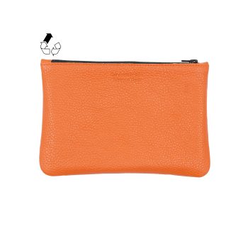vue arriere pochette cuir graine upcycle orange moyen modele jules & jenn