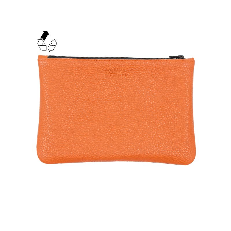 vue arriere pochette cuir graine upcycle orange moyen modele jules & jenn