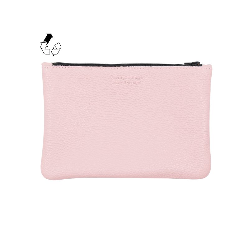 vue arriere pochette cuir graine upcycle rose moyen modele jules & jenn