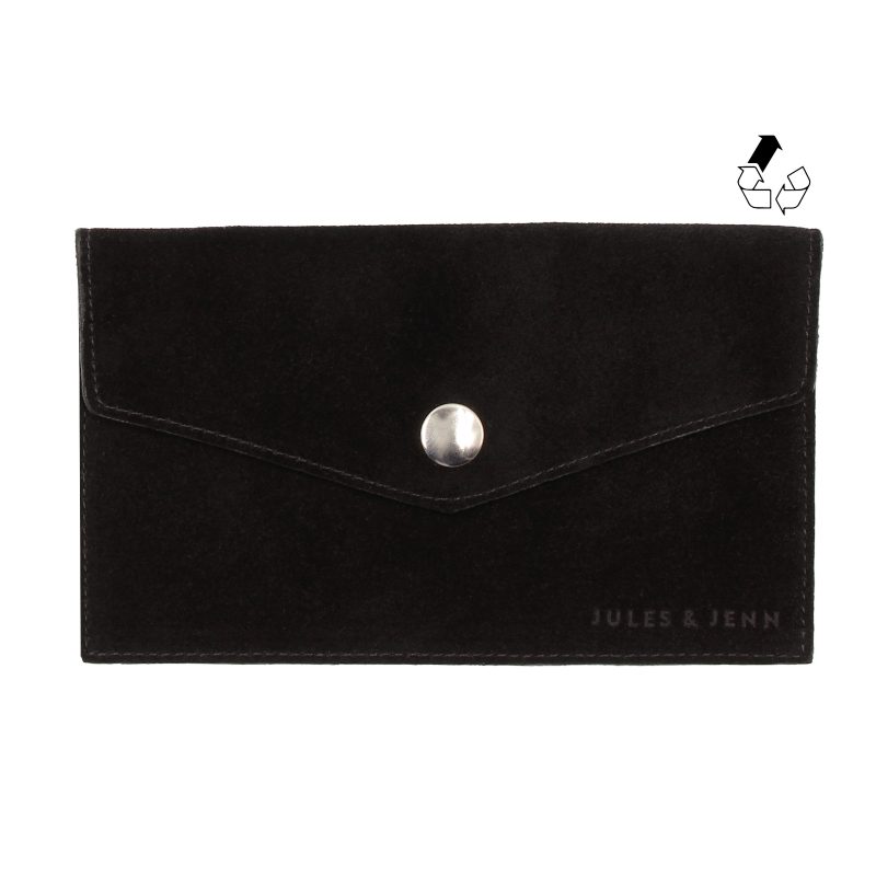 pochette enveloppe cuir daim upcycle noir jules & jenn