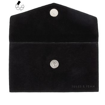 vue dessus pochette enveloppe cuir daim upcycle noir jules & jenn