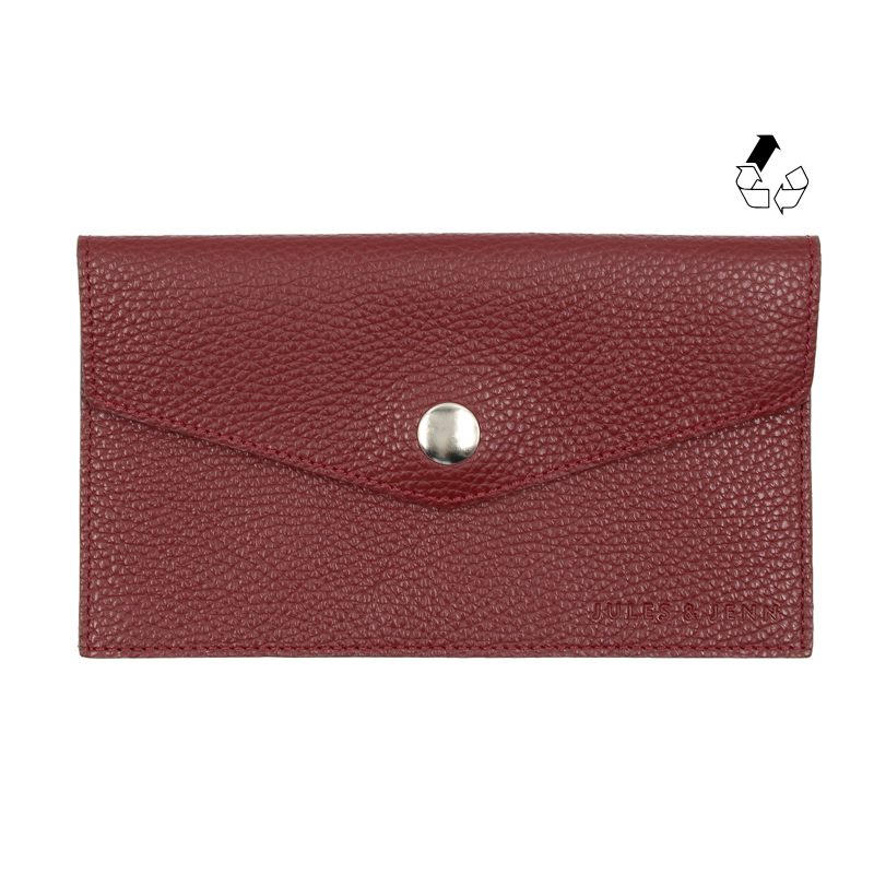 pochette enveloppe cuir graine upcycle bordeaux jules & jenn
